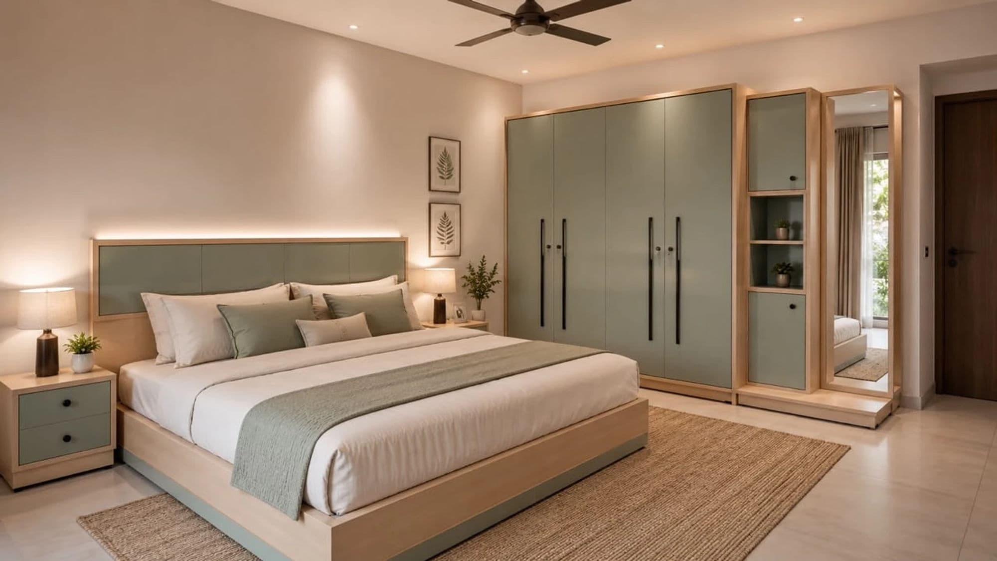 Modern Sage Bedroom Set