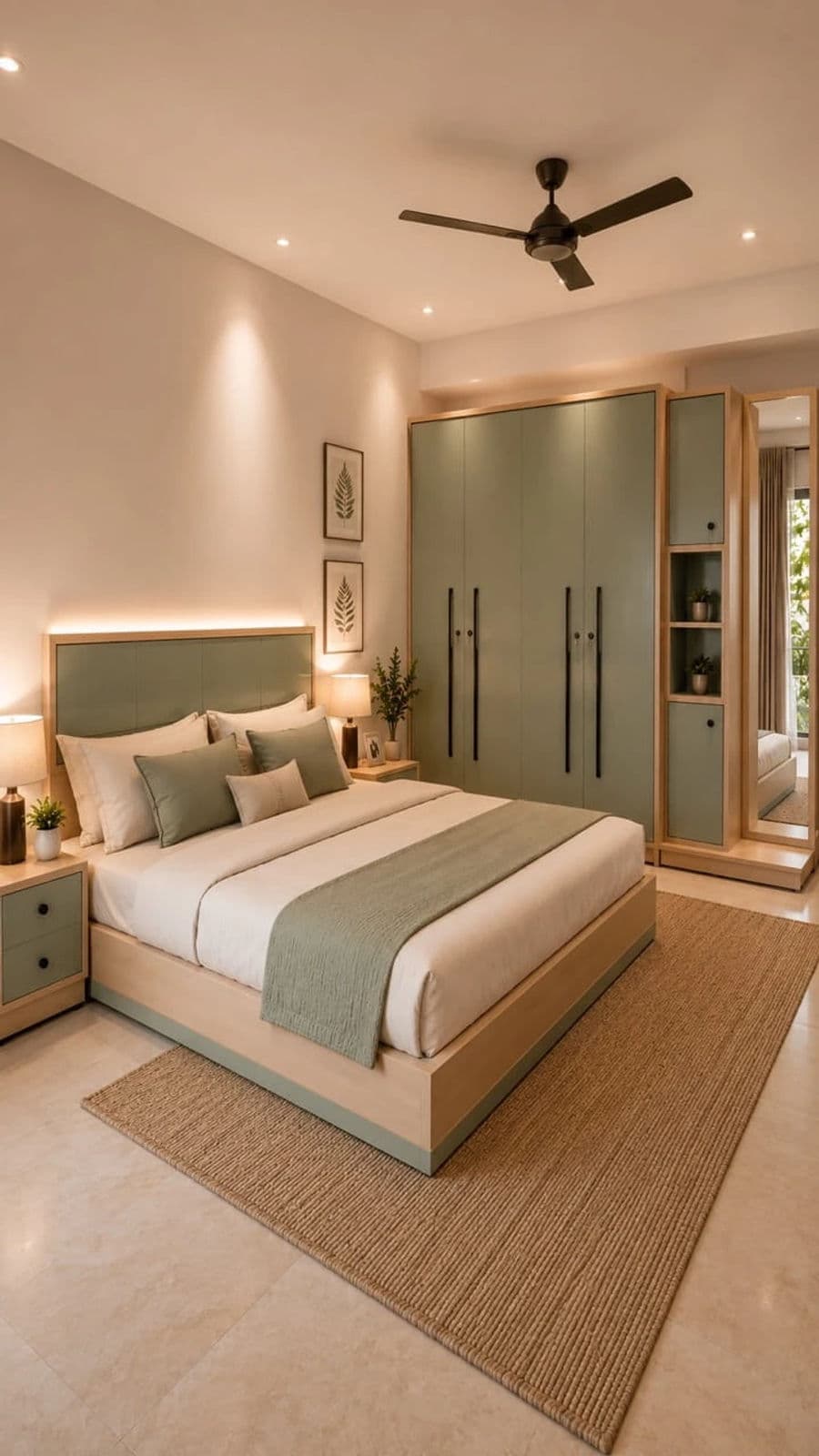 Modern Sage Bedroom Set